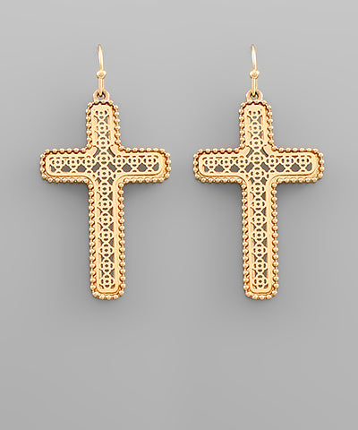 Textured Cross Earrings